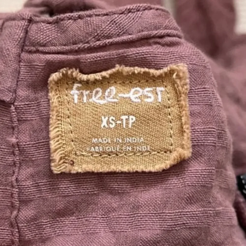 Free People free-est Drew Pucker Check Top in Mauve Size XS